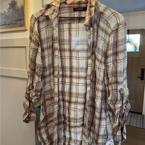 Ralph Lauren Beige and Red Plaid Shirt
